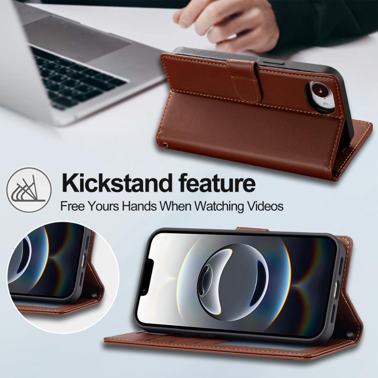For iPhone 16e / 17e LC.IMEEKE L2 Series Detachable Magsafe PU Phone Case with Lanyard