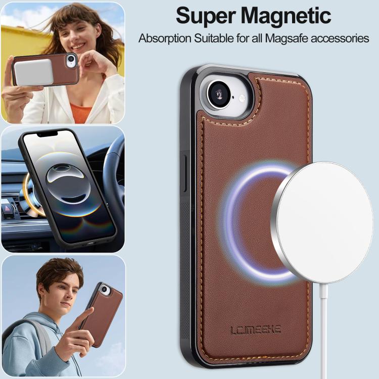 For iPhone 16e / 17e LC.IMEEKE L2 Series Detachable Magsafe PU Phone Case with Lanyard