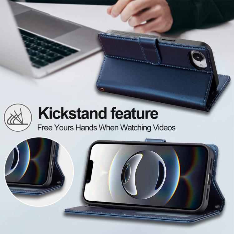 For iPhone 16e / 17e LC.IMEEKE L2 Series Detachable Magsafe PU Phone Case with Lanyard
