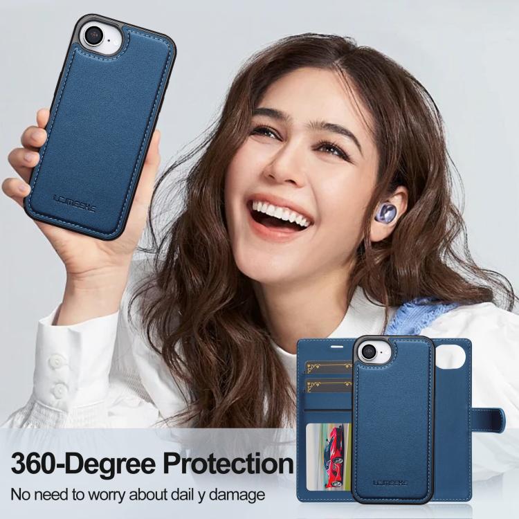 For iPhone 16e / 17e LC.IMEEKE L2 Series Detachable Magsafe PU Phone Case with Lanyard