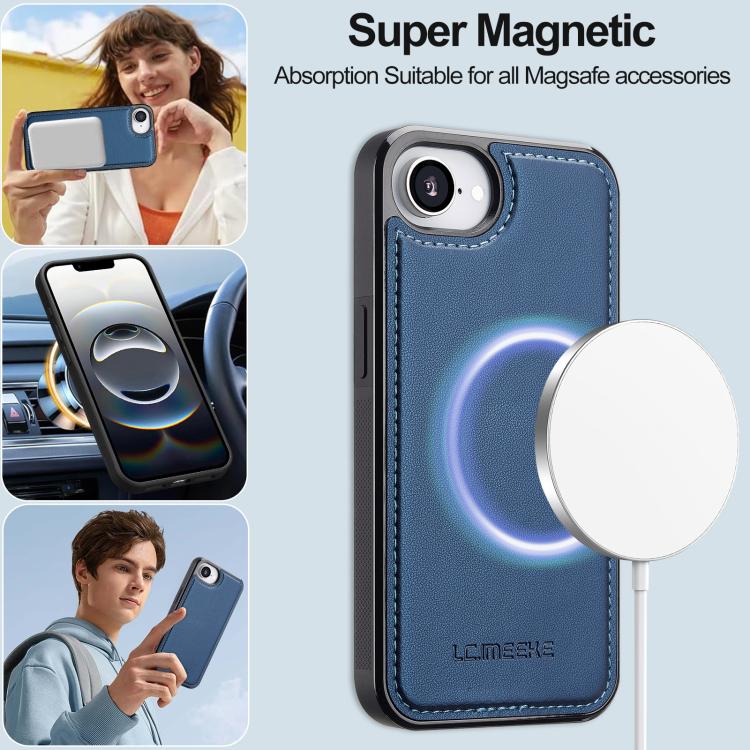 For iPhone 16e / 17e LC.IMEEKE L2 Series Detachable Magsafe PU Phone Case with Lanyard