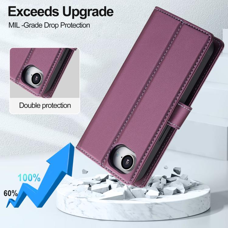 For iPhone 16e / 17e LC.IMEEKE L2 Series Detachable Magsafe PU Phone Case with Lanyard