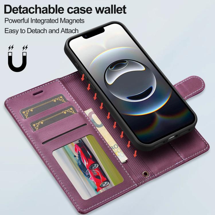For iPhone 16e / 17e LC.IMEEKE L2 Series Detachable Magsafe PU Phone Case with Lanyard