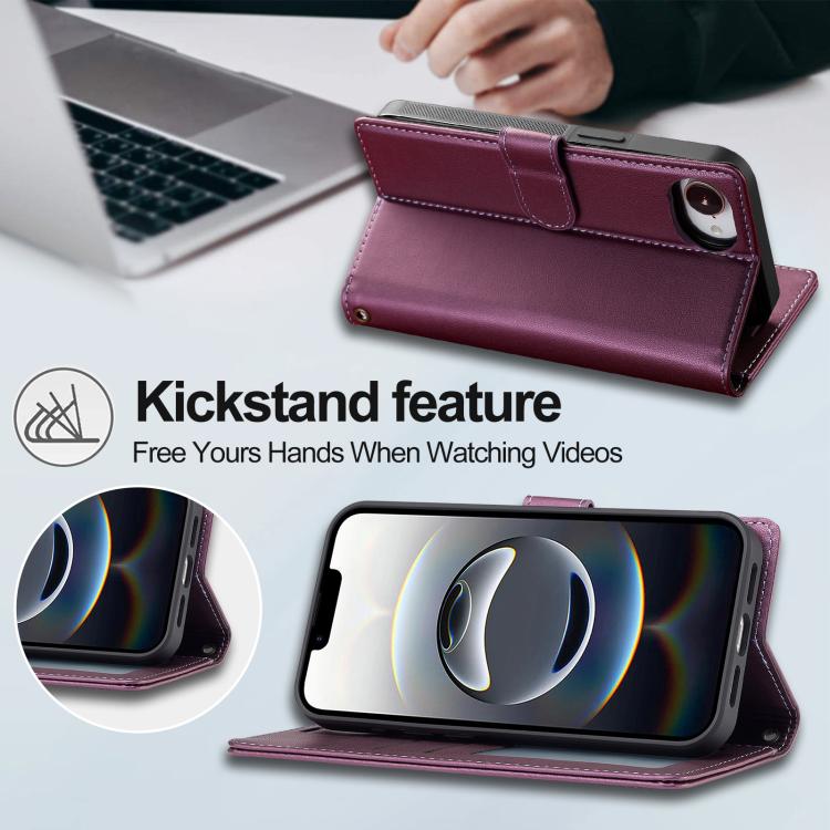 For iPhone 16e / 17e LC.IMEEKE L2 Series Detachable Magsafe PU Phone Case with Lanyard