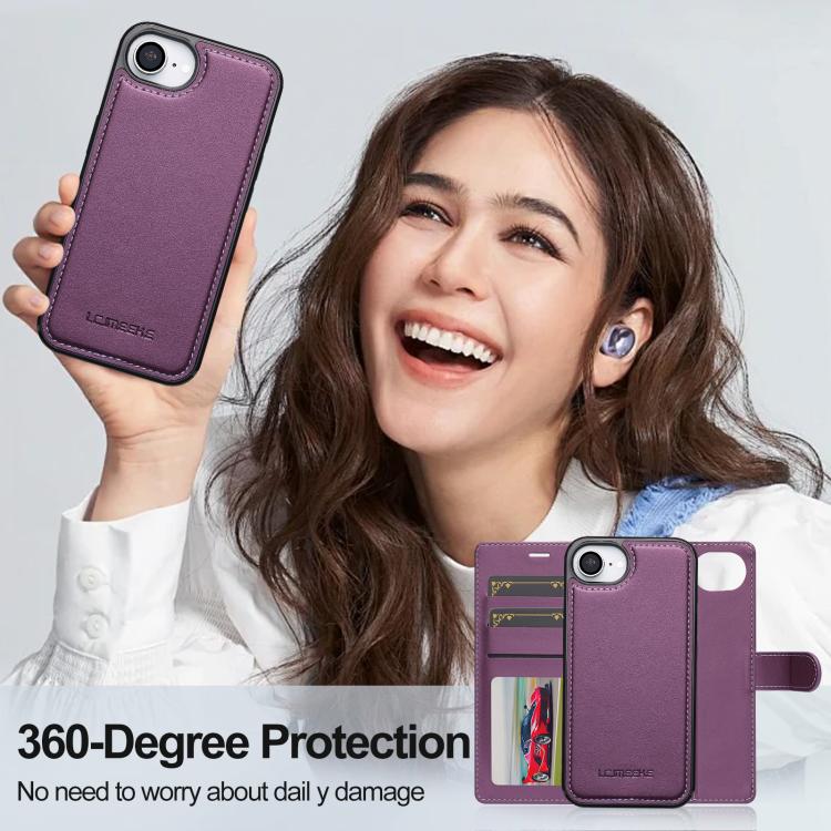 For iPhone 16e / 17e LC.IMEEKE L2 Series Detachable Magsafe PU Phone Case with Lanyard