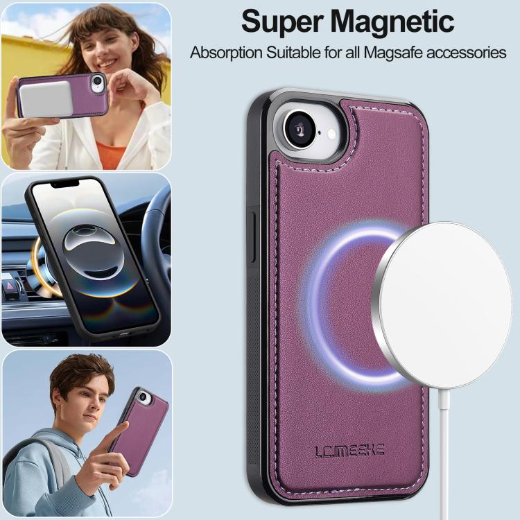 For iPhone 16e / 17e LC.IMEEKE L2 Series Detachable Magsafe PU Phone Case with Lanyard