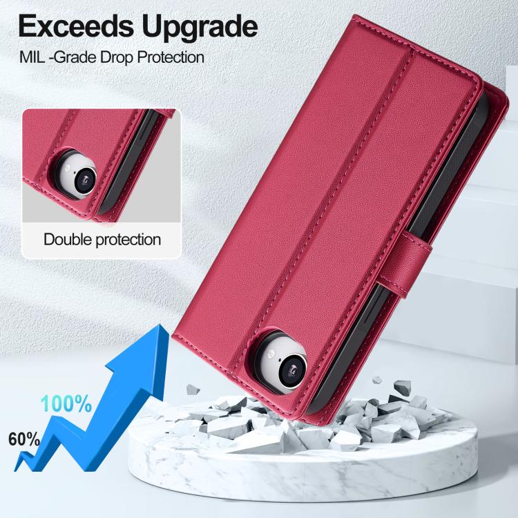 For iPhone 16e / 17e LC.IMEEKE L2 Series Detachable Magsafe PU Phone Case with Lanyard