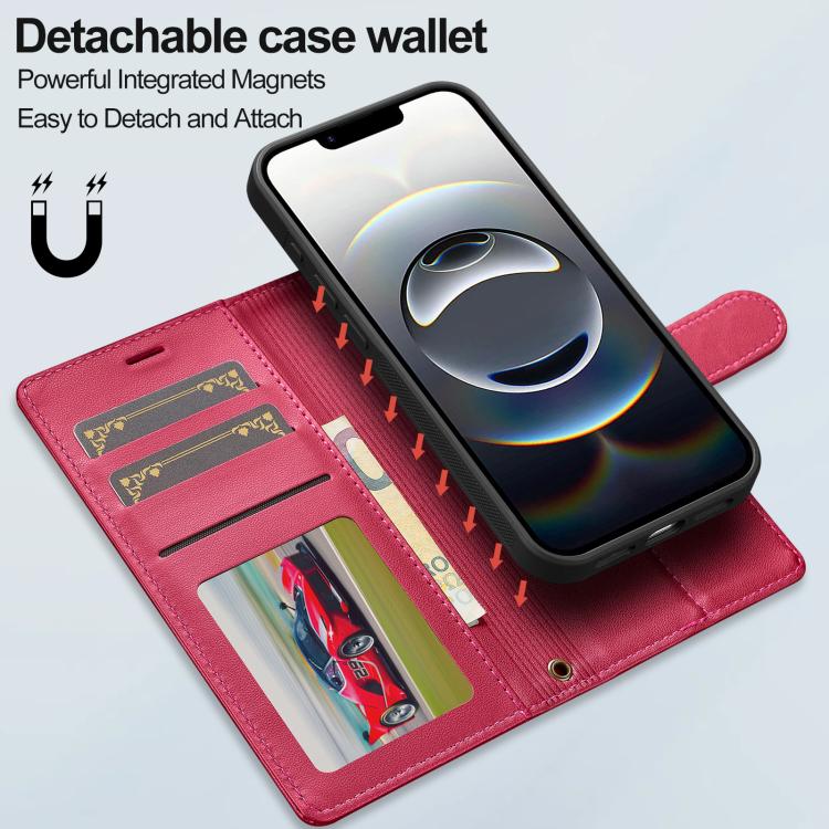 For iPhone 16e / 17e LC.IMEEKE L2 Series Detachable Magsafe PU Phone Case with Lanyard