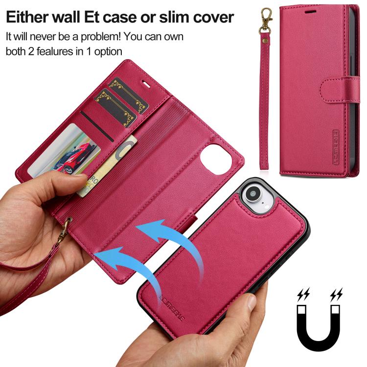 For iPhone 16e / 17e LC.IMEEKE L2 Series Detachable Magsafe PU Phone Case with Lanyard