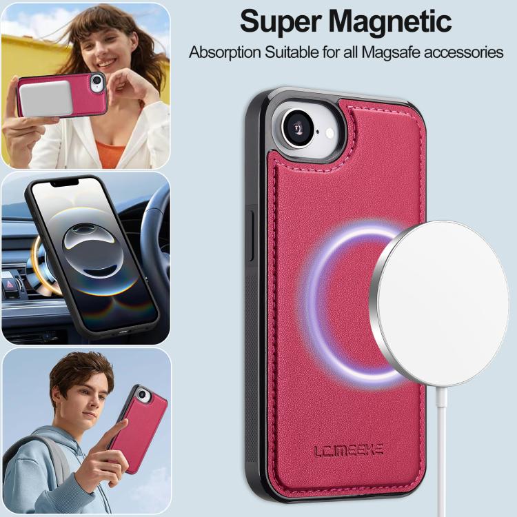For iPhone 16e / 17e LC.IMEEKE L2 Series Detachable Magsafe PU Phone Case with Lanyard