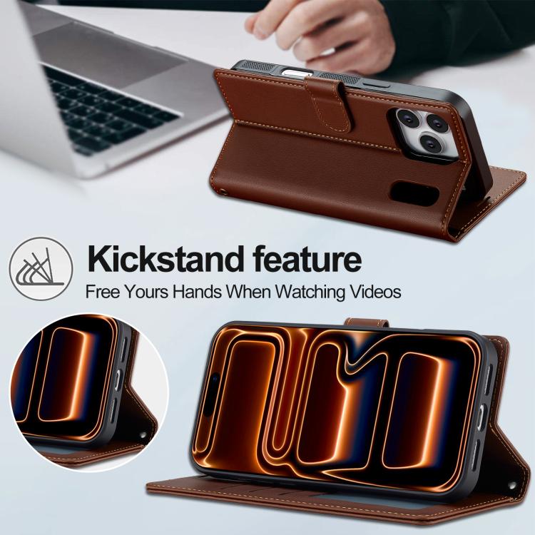 For iPhone 17 Pro Max LC.IMEEKE L2 Series Detachable Magsafe PU Phone Case with Lanyard