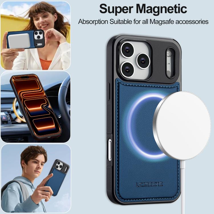 For iPhone 17 Pro Max LC.IMEEKE L2 Series Detachable Magsafe PU Phone Case with Lanyard