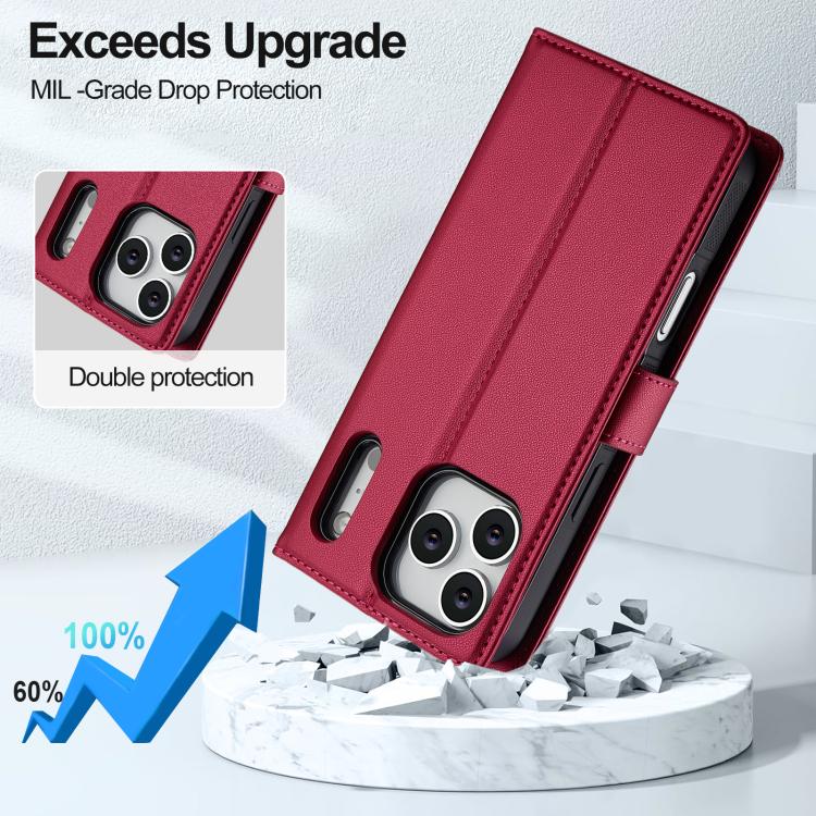 For iPhone 17 Pro Max LC.IMEEKE L2 Series Detachable Magsafe PU Phone Case with Lanyard