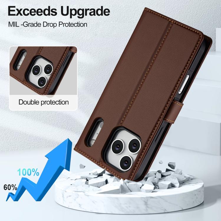 For iPhone 17 Pro LC.IMEEKE L2 Series Detachable Magsafe PU Phone Case with Lanyard