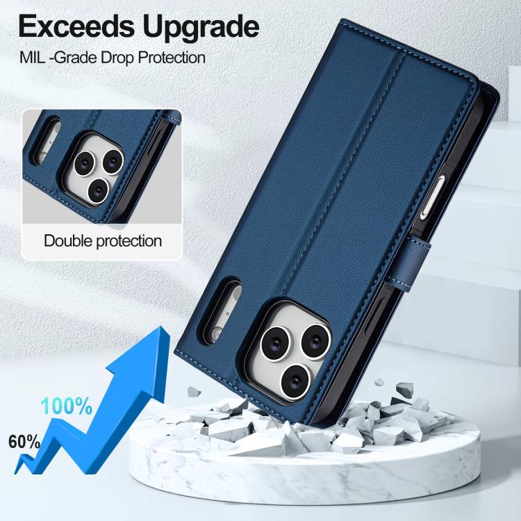 For iPhone 17 Pro LC.IMEEKE L2 Series Detachable Magsafe PU Phone Case with Lanyard