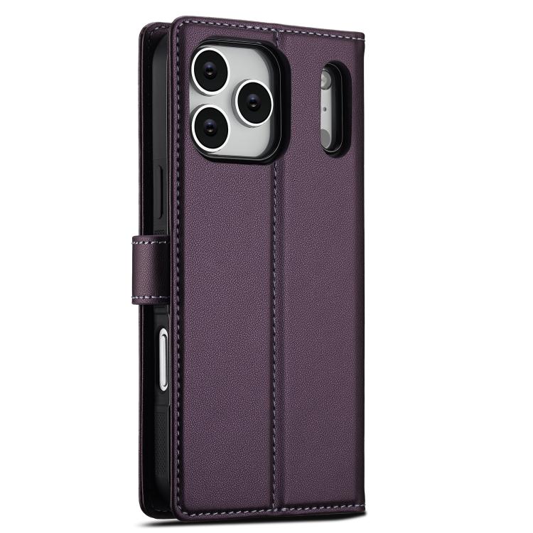 For iPhone 17 Pro LC.IMEEKE L2 Series Detachable Magsafe PU Phone Case with Lanyard