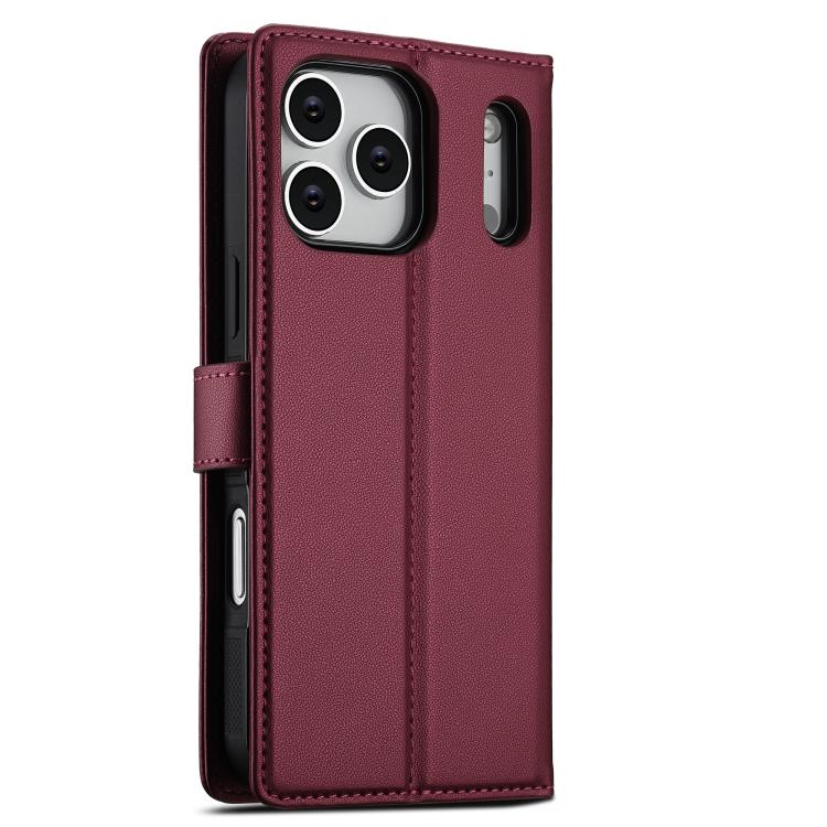 For iPhone 17 Pro LC.IMEEKE L2 Series Detachable Magsafe PU Phone Case with Lanyard