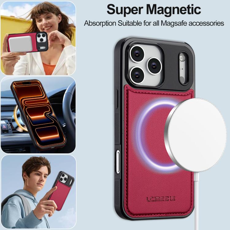 For iPhone 17 Pro LC.IMEEKE L2 Series Detachable Magsafe PU Phone Case with Lanyard