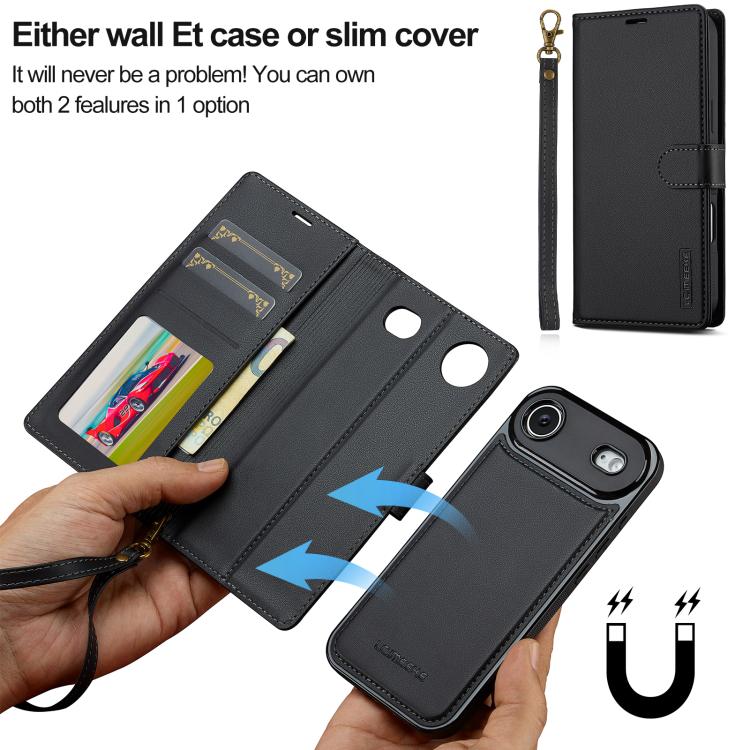 For iPhone Air LC.IMEEKE L2 Series Detachable Magsafe PU Phone Case with Lanyard