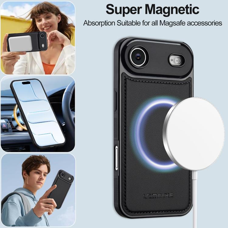 For iPhone Air LC.IMEEKE L2 Series Detachable Magsafe PU Phone Case with Lanyard