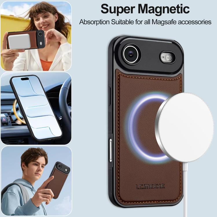 For iPhone Air LC.IMEEKE L2 Series Detachable Magsafe PU Phone Case with Lanyard