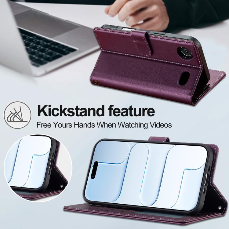 For iPhone Air LC.IMEEKE L2 Series Detachable Magsafe PU Phone Case with Lanyard