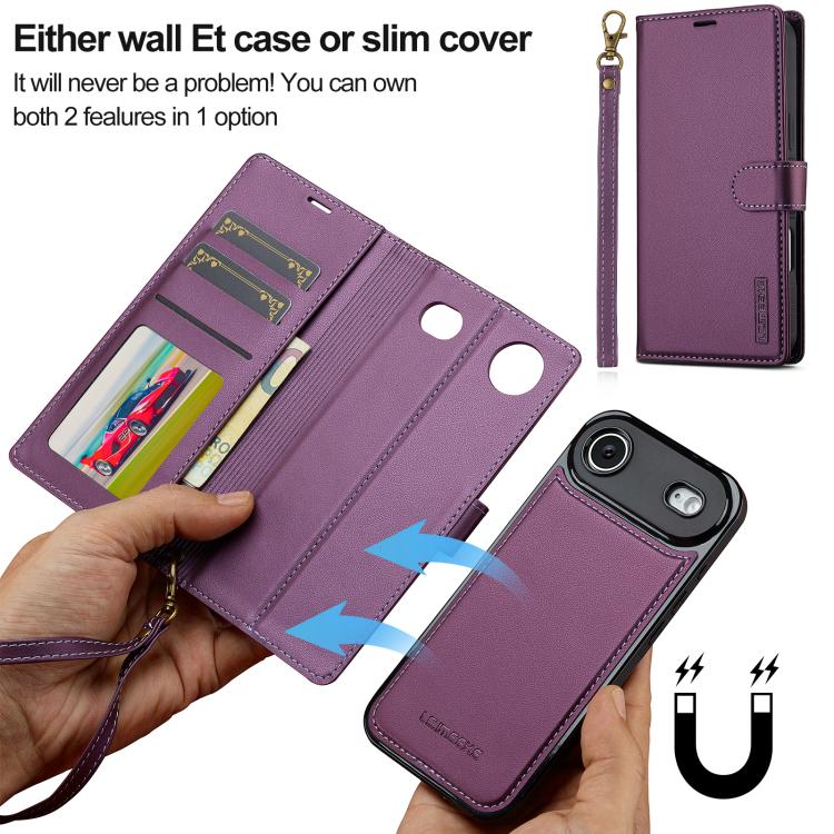 For iPhone Air LC.IMEEKE L2 Series Detachable Magsafe PU Phone Case with Lanyard