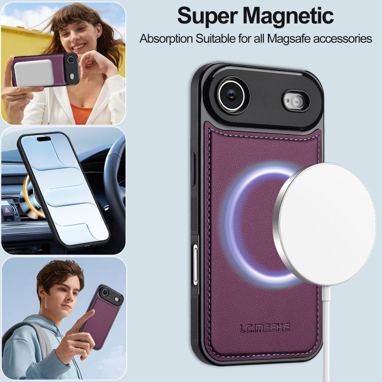 For iPhone Air LC.IMEEKE L2 Series Detachable Magsafe PU Phone Case with Lanyard