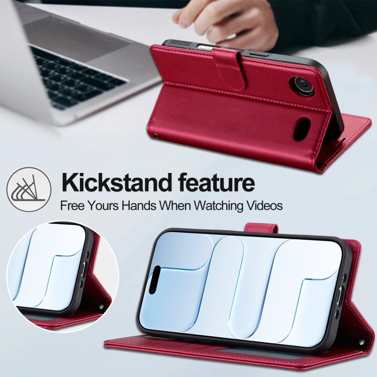 For iPhone Air LC.IMEEKE L2 Series Detachable Magsafe PU Phone Case with Lanyard