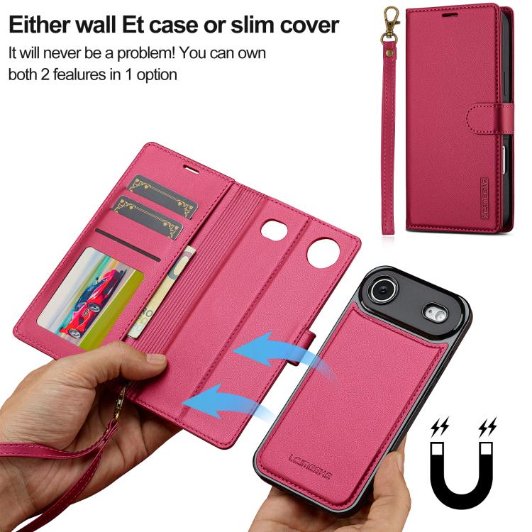 For iPhone Air LC.IMEEKE L2 Series Detachable Magsafe PU Phone Case with Lanyard