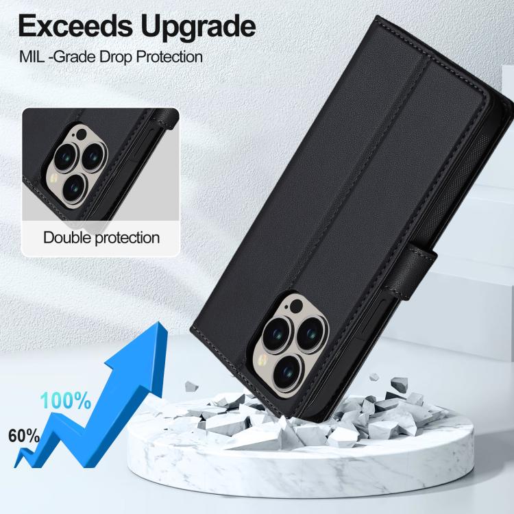 For iPhone 15 Pro Max LC.IMEEKE L2 Series Detachable Magsafe PU Phone Case with Lanyard