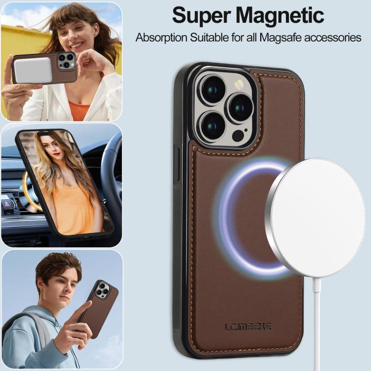For iPhone 15 Pro Max LC.IMEEKE L2 Series Detachable Magsafe PU Phone Case with Lanyard
