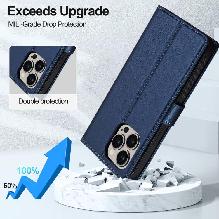 For iPhone 15 Pro Max LC.IMEEKE L2 Series Detachable Magsafe PU Phone Case with Lanyard
