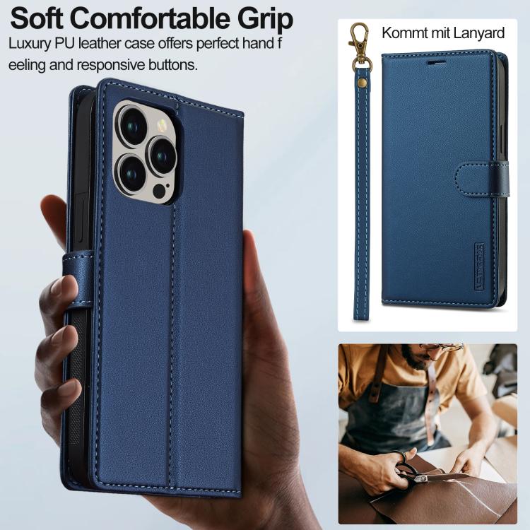For iPhone 15 Pro LC.IMEEKE L2 Series Detachable Magsafe PU Phone Case with Lanyard