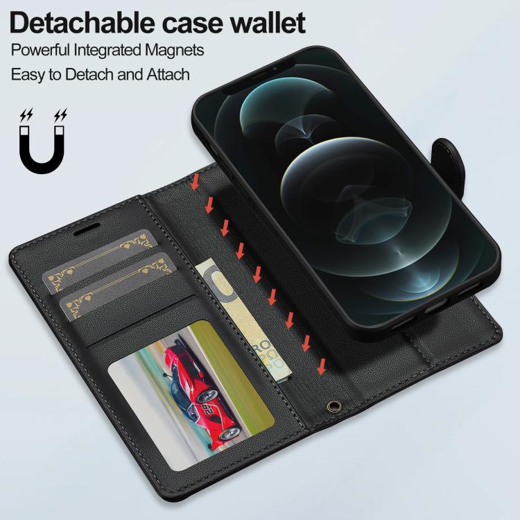 For iPhone 15 Plus LC.IMEEKE L2 Series Detachable Magsafe PU Phone Case with Lanyard
