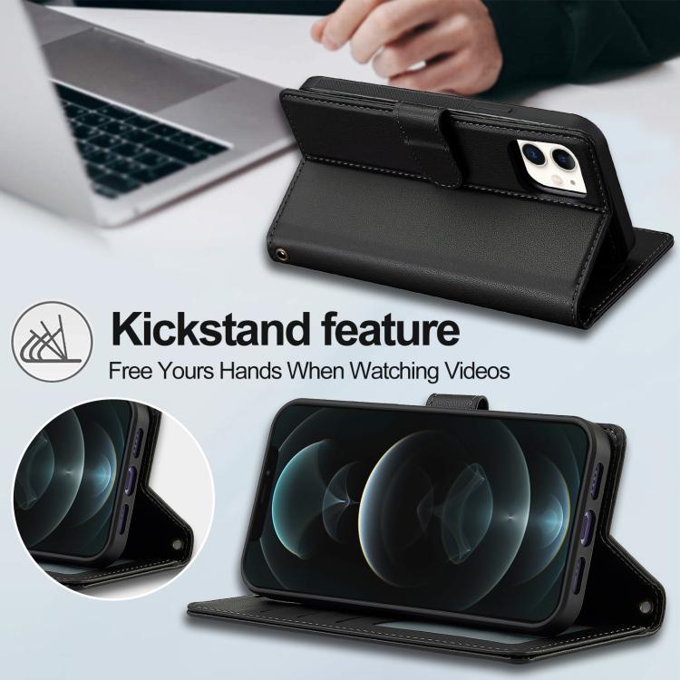 For iPhone 15 Plus LC.IMEEKE L2 Series Detachable Magsafe PU Phone Case with Lanyard