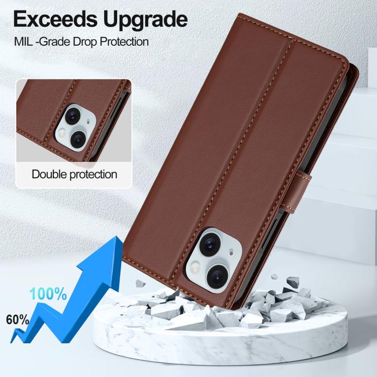 For iPhone 15 Plus LC.IMEEKE L2 Series Detachable Magsafe PU Phone Case with Lanyard