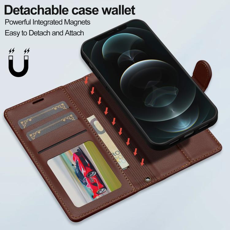 For iPhone 15 Plus LC.IMEEKE L2 Series Detachable Magsafe PU Phone Case with Lanyard