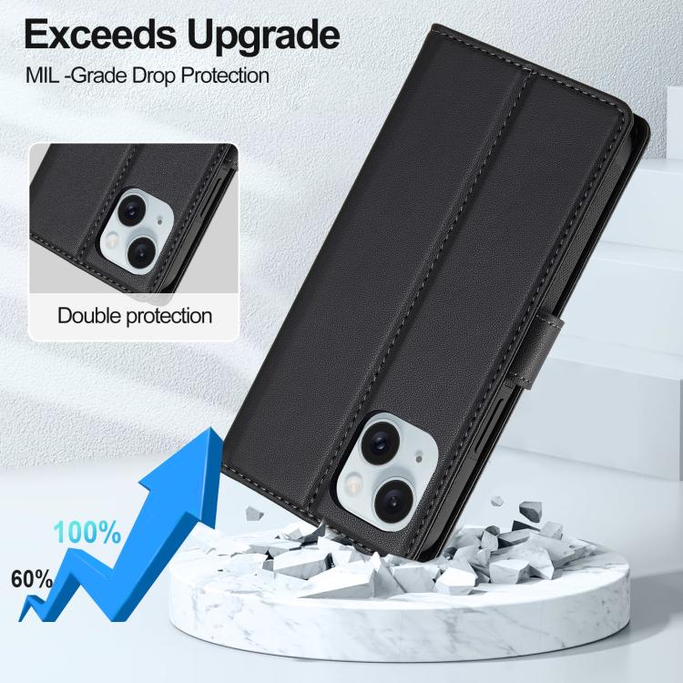 For iPhone 15 LC.IMEEKE L2 Series Detachable Magsafe PU Phone Case with Lanyard
