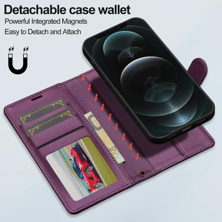 For iPhone 15 LC.IMEEKE L2 Series Detachable Magsafe PU Phone Case with Lanyard