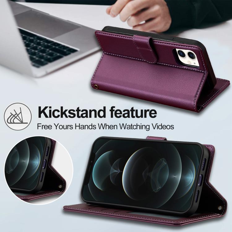 For iPhone 15 LC.IMEEKE L2 Series Detachable Magsafe PU Phone Case with Lanyard