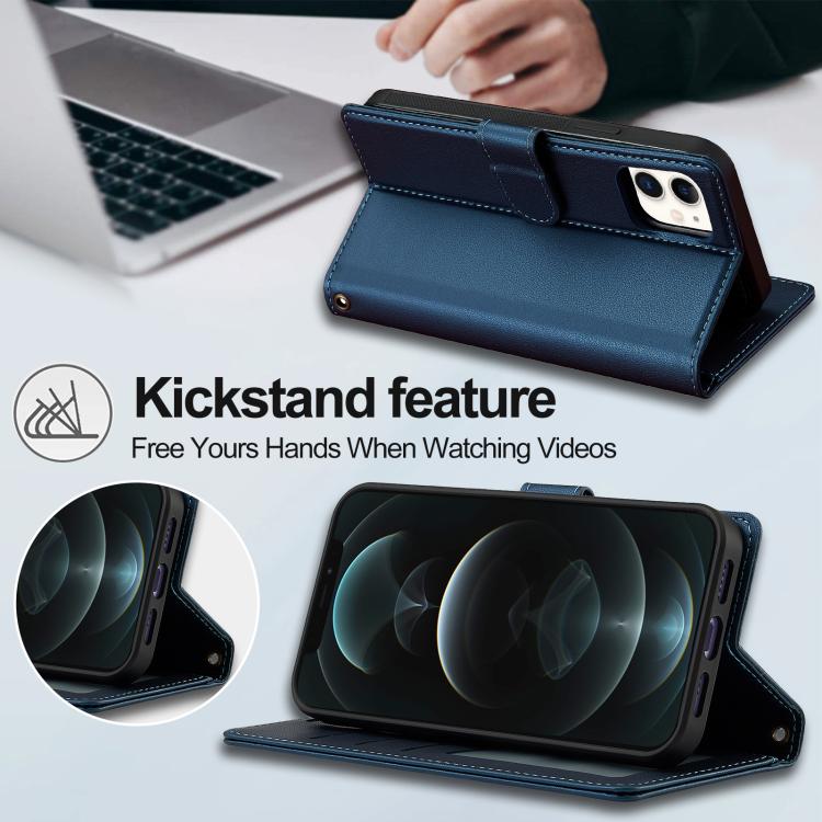 For iPhone 14 Plus LC.IMEEKE L2 Series Detachable Magsafe PU Phone Case with Lanyard