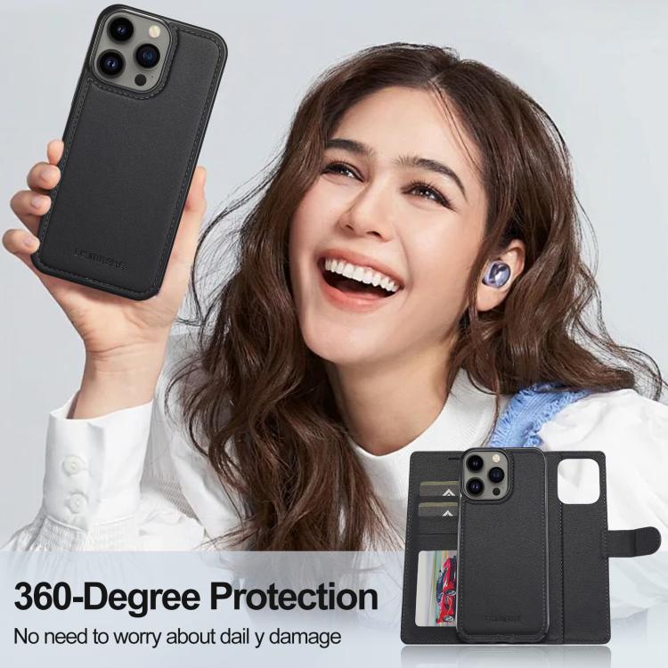 For iPhone 14 Pro LC.IMEEKE L2 Series Detachable Magsafe PU Phone Case with Lanyard