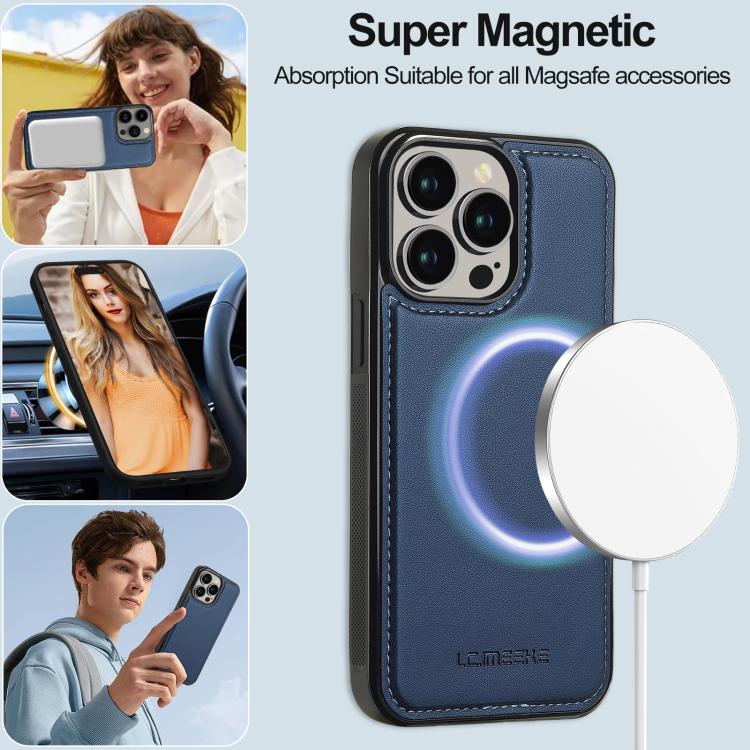 For iPhone 14 Pro LC.IMEEKE L2 Series Detachable Magsafe PU Phone Case with Lanyard
