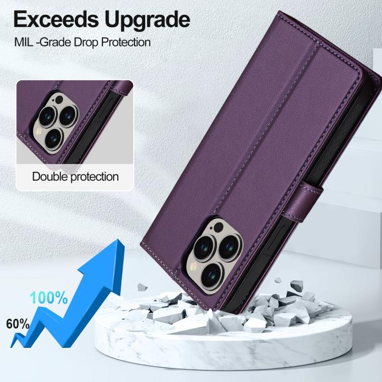 For iPhone 14 Pro LC.IMEEKE L2 Series Detachable Magsafe PU Phone Case with Lanyard