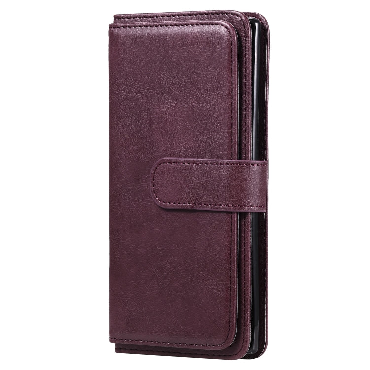 For Samsung Galaxy Note10+ Multifunctional Magnetic Copper Buckle Horizontal Flip Solid Color Leather Case with 10 Card Slots & Wallet & Holder & Photo Frame