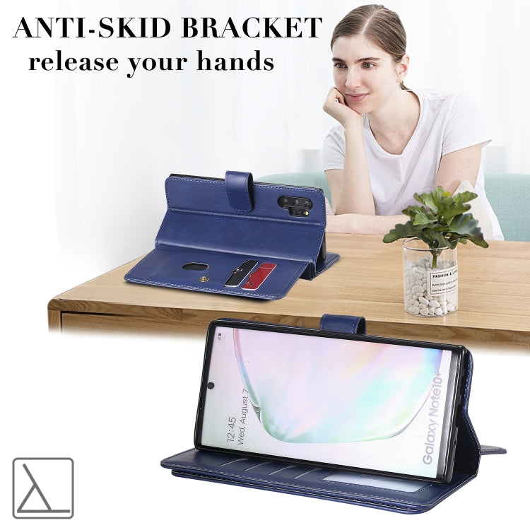 For Samsung Galaxy Note10+ Multifunctional Magnetic Copper Buckle Horizontal Flip Solid Color Leather Case with 10 Card Slots & Wallet & Holder & Photo Frame