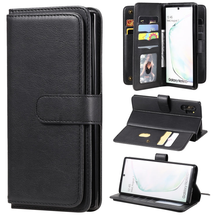 For Samsung Galaxy Note10+ Multifunctional Magnetic Copper Buckle Horizontal Flip Solid Color Leather Case with 10 Card Slots & Wallet & Holder & Photo Frame
