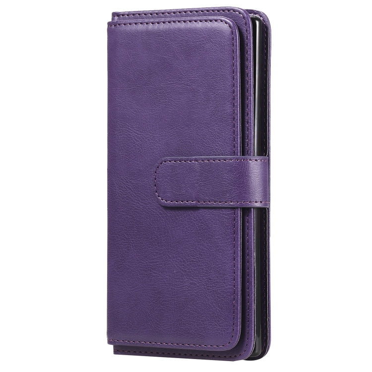 For Samsung Galaxy Note10+ Multifunctional Magnetic Copper Buckle Horizontal Flip Solid Color Leather Case with 10 Card Slots & Wallet & Holder & Photo Frame