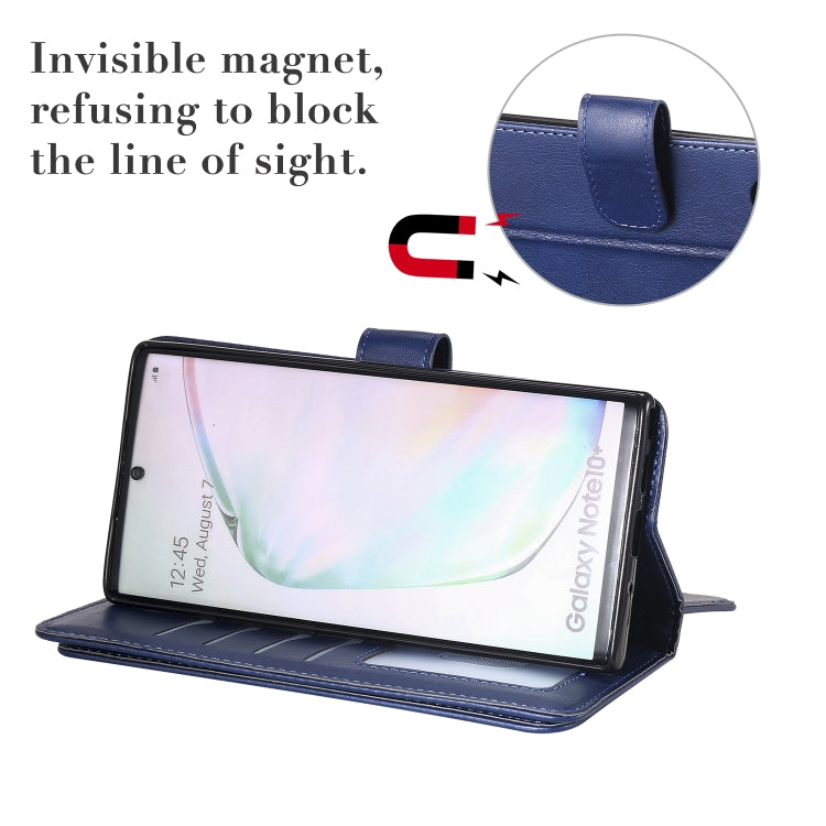 For Samsung Galaxy Note10+ Multifunctional Magnetic Copper Buckle Horizontal Flip Solid Color Leather Case with 10 Card Slots & Wallet & Holder & Photo Frame